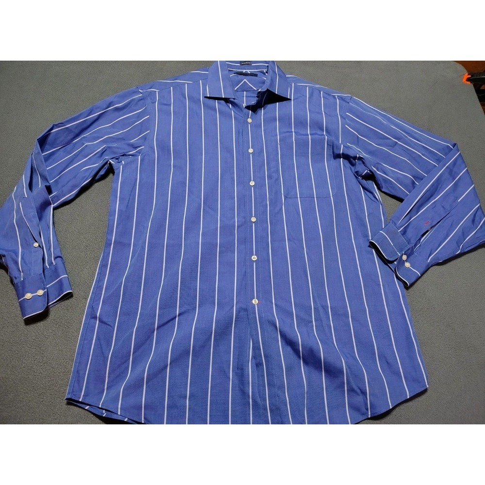 Tommy Hilfiger Shirt Men  16.5 34-35 Blue‎ Stripe College Office Professional